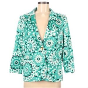 Madison Green Black Floral Print 3/4 Sleeve Blazer
